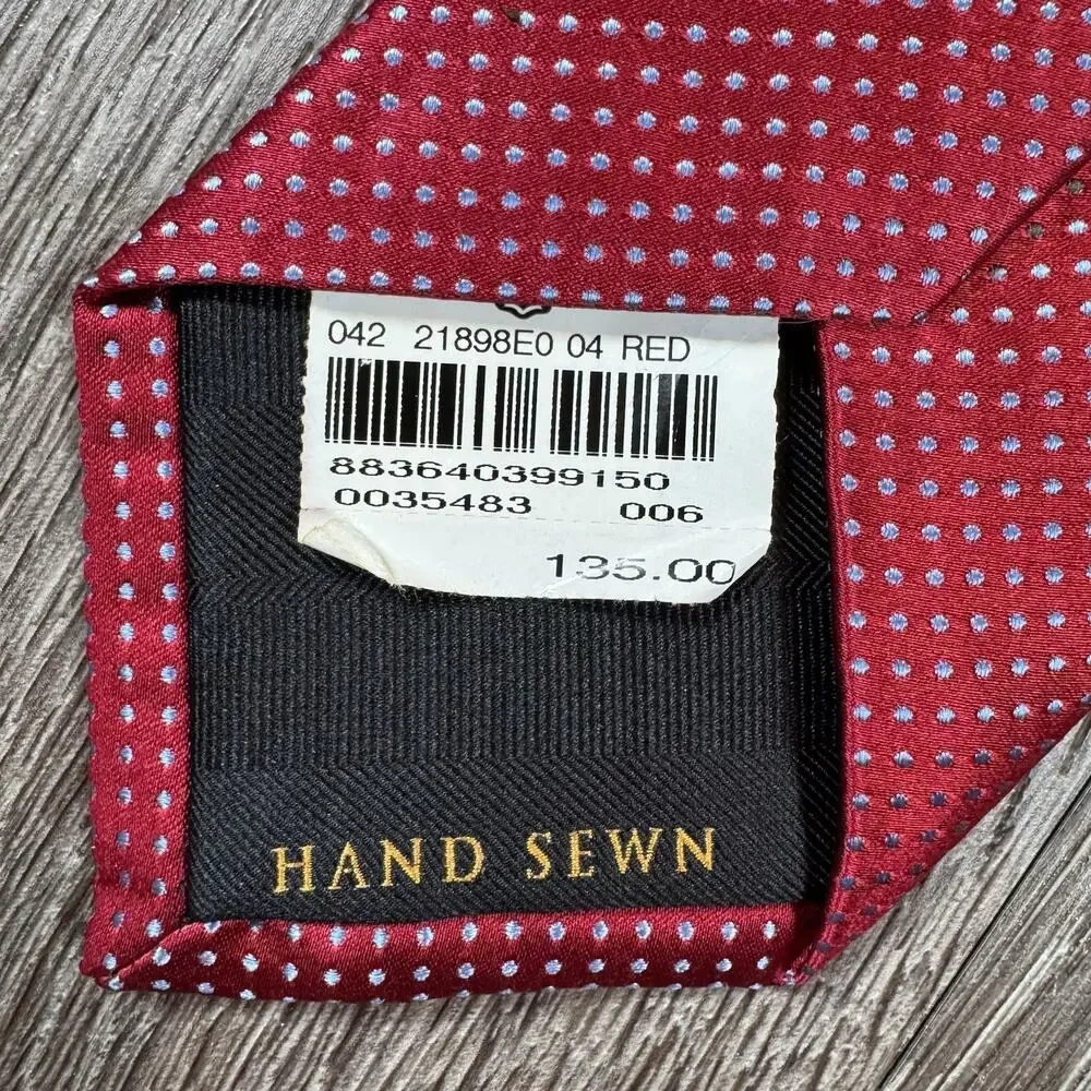 Men's Silk Blue Dot Red Neck Tie Hand Sewn by Robert Talbott for Nordstrom
